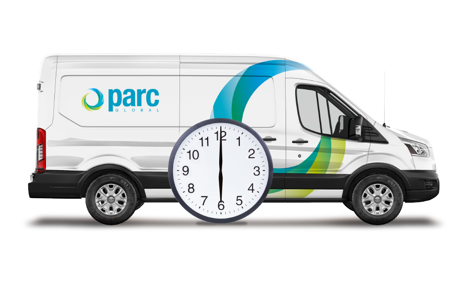 Clock In Front Of Parc Global Van